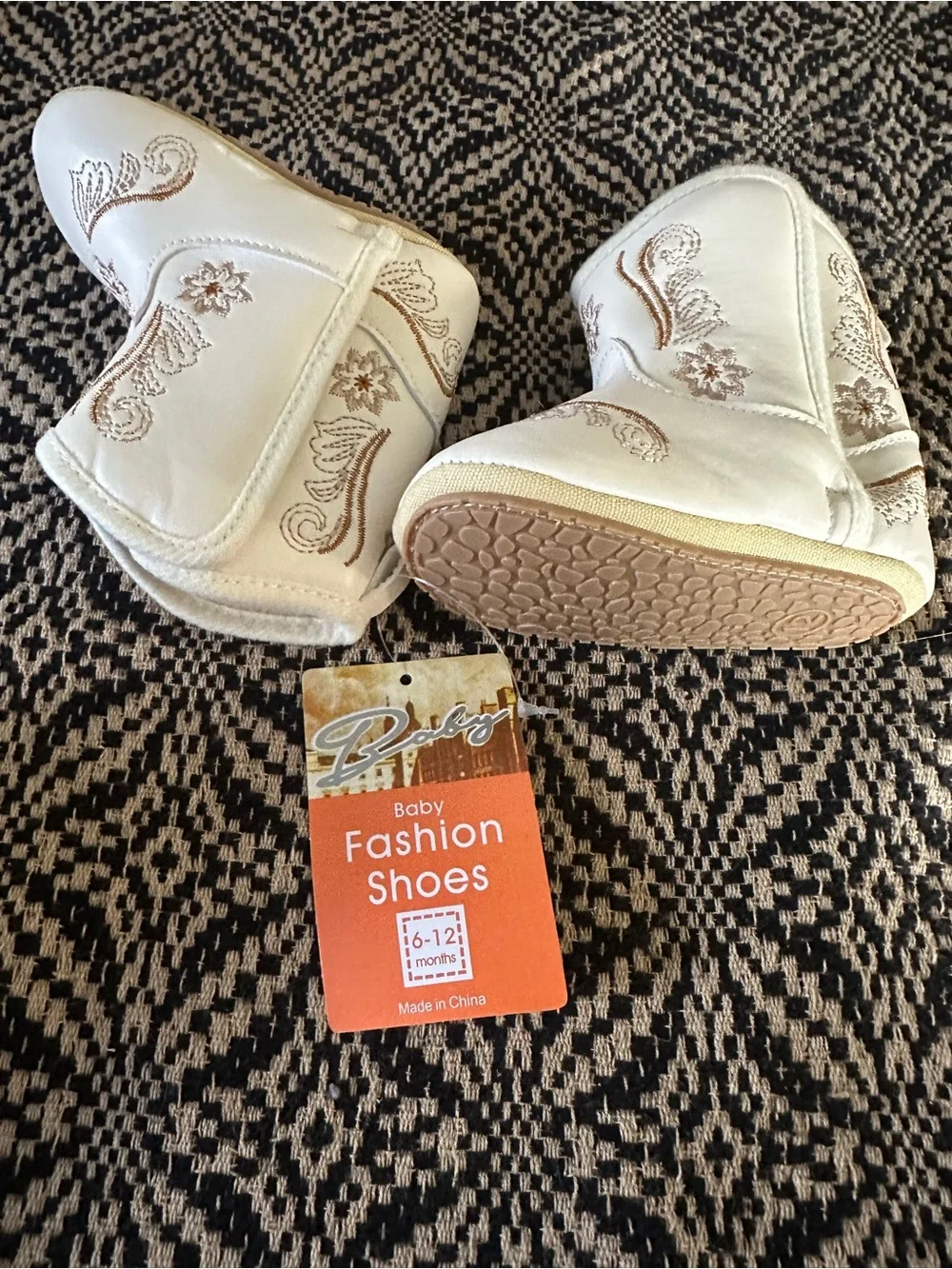 Baby Fashion White Embroidered Cowboy Boots